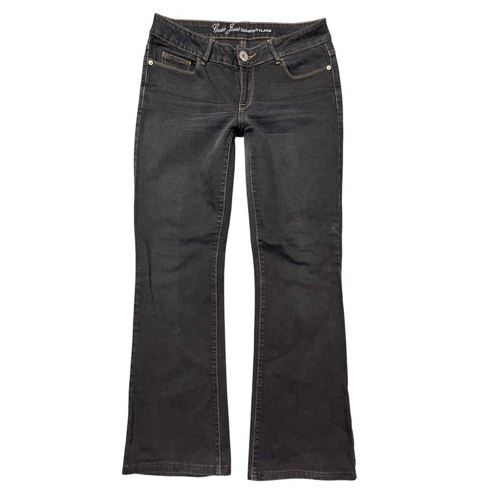GUESS Y2K Belmont Flare Jeans Womens Size 28 Washed Black Stretch Low Rise